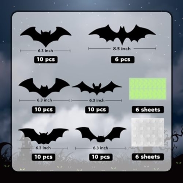 Scary 3D Bats Halloween Décor – 56 Pcs Set for Spooky Vibe