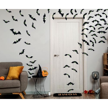 Scary 3D Bats Halloween Décor – 56 Pcs Set for Spooky Vibe