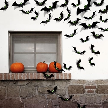 Scary 3D Bats Halloween Décor – 56 Pcs Set for Spooky Vibe