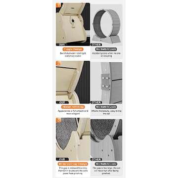 MIWOOYY Large Cat Exercise Wheel 40 inch - Natural Solid Wood Cat Wheel Exerciser for Indoor Cats, Safety Cat Treadmill with Lock & Minimized Gapdesign