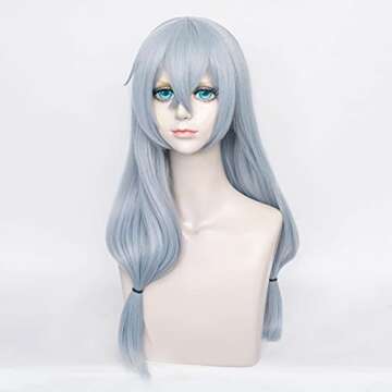 Amback Long Blue Cosplay Wig for Women Girls, Probeauty Heat Resistant Synthetic Wig with Bangs + Wi...