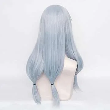 Amback Long Blue Cosplay Wig for Women Girls, Probeauty Heat Resistant Synthetic Wig with Bangs + Wig Cap for Halloween Costume Cosplay