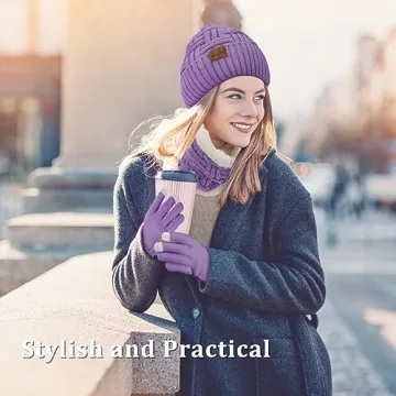 Loritta Winter Set Women Beanie Scarf Gloves Comfortable Warm