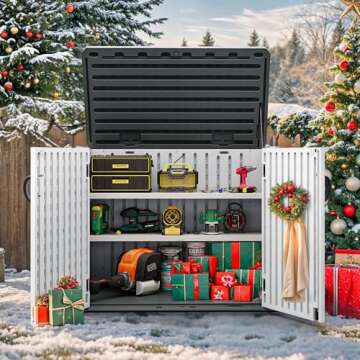 YITAHOME Outdoor Horizontal Storage Shed with X-Shaped Lockable Door, 35 Cu Ft Weather Resistant Res...