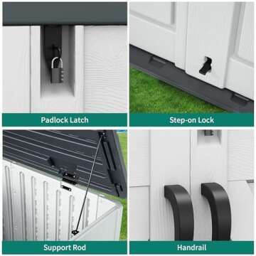 YITAHOME Outdoor Horizontal Storage Shed with X-Shaped Lockable Door, 35 Cu Ft Weather Resistant Resin Tool Shed w/o Shelf, Ideal for Bike, Trash Cans, Garden Tools, Lawn Mowers, Light Gray