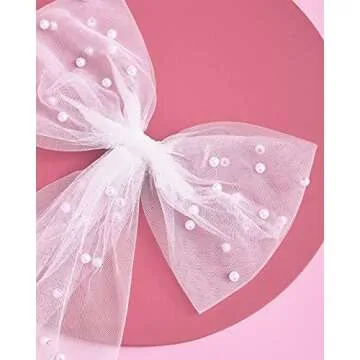 xo, Fetti Bachelorette Party Decorations Pearl White Hair Bow - Bride to Be | Bridal Shower Gift, Bridesmaid Favors