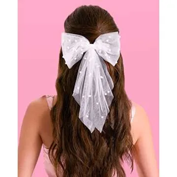 xo, Fetti Bachelorette Party Decorations Pearl White Hair Bow - Bride to Be | Bridal Shower Gift, Bridesmaid Favors