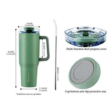 Murmioo 40OZ Tumbler with Handle and Straw - Insulated Travel Mug