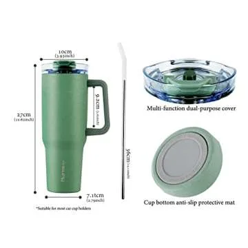 Murmioo 40OZ Tumbler with Handle and Straw - Insulated Travel Mug