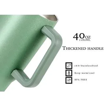 Murmioo 40OZ Tumbler with Handle and Straw - Insulated Travel Mug