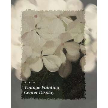 HUARCEY Gold Framed Vintage Wall Art for Living Room, Flowers Painting Canvas Prints Shelf Decor for Kitchen, Aesthetic Bedroom Wall Art, Christmas Gifts for Friends or Family (White Hydrangea 8"x10")