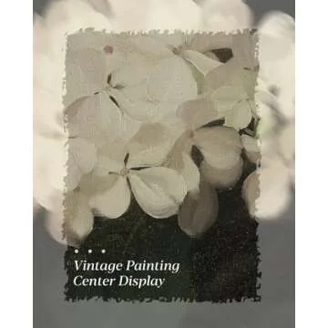 HUARCEY Gold Framed Vintage Wall Art for Living Room, Flowers Painting Canvas Prints Shelf Decor for Kitchen, Aesthetic Bedroom Wall Art, Christmas Gifts for Friends or Family (White Hydrangea 8"x10")