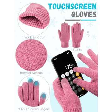 Winter Warm Hat Scarf Touch Screen Gloves Set