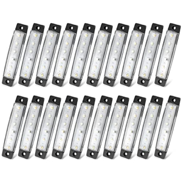 MADCATZ (Pack of 20) 3.8 Inch White 6 LED Side Clearance Marker Light Rear Reverse Trailer Truck Cap...