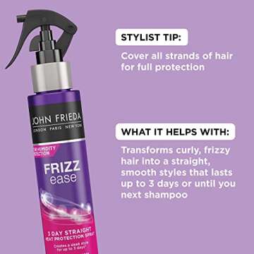 John Frieda Frizz Ease Keratin Infused Flat Iron Hair Spray, 3 Day Straightening Spray, Anti Frizz H...