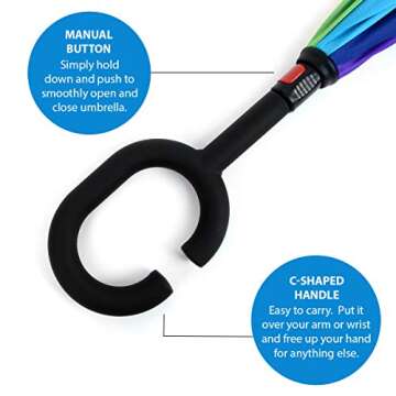 Stylish Inverted Umbrella with C-Handle for All Ages
