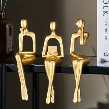 Gold Statue Home Decoration – 3 Piece Stylish Set