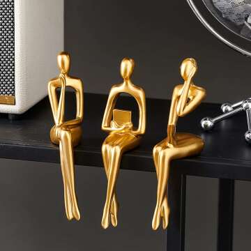 Gold Statue Home Decoration – 3 Piece Stylish Set