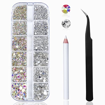 Nail Art Rhinestones Kit 2400pcs All Sizes for Crafts