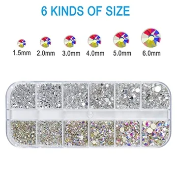 Nail Art Rhinestones Kit 2400pcs All Sizes for Crafts