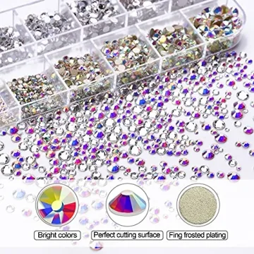 Nail Art Rhinestones Kit 2400pcs All Sizes for Crafts