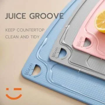 Liflicon Silicone Thick Cutting Boards Mats Set of 3 Foldable & Flexible Design Juice Grooves Easy Grip Handle Dishwasher Safe for Kitchen,BPA free Silicone Cutting Board-Plum Purple