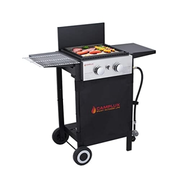 Camplux Flat Top Gas Grill, 22,000 BTU Barbecue Grill, Propane Griddle Grill Combo, 2 Burner Griddle...