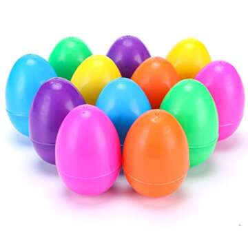 NEWBEA 12 Pack Prefilled Easter Eggs with Stuffed Animals,3.15" Plastic Easter Eggs Filled with Bunny Toys,Perfect for Party Basket Stuffers Fillers