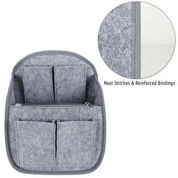 LUXJA Mini Backpack Organizer, Small Felt Organizer Insert for Backpack, Gray