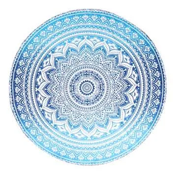 Popular Handicrafts Round Tapestry Wall Hanging Ombre Hippie Mandala Bohemian Hippy Intricate Indian Tapestries Tablecloth 70 Inches,(178cm) Blue