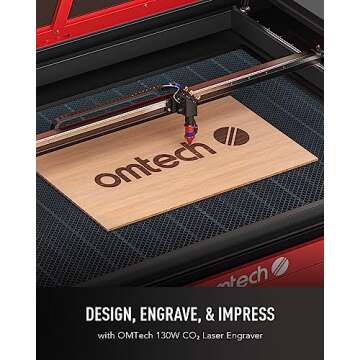 OMTech 130W CO2 Laser Engraver with LightBurn, 35x50 Inch Laser Engraving Cutting Machine with Autofocus 4 Way Pass Air Assist Water Pump, Industrial Laser Engraver Cutter for Wood Glass More