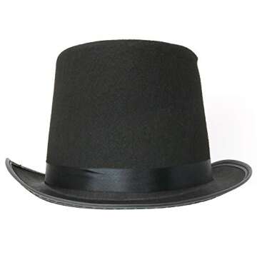 Skeleteen Black Felt Top Hat - Victorian Costume Hats For Tuxedo Magician or Ringmaster Costumes - 1...
