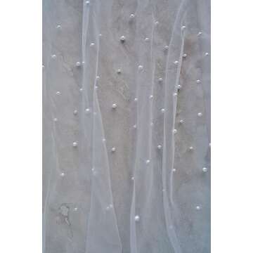 Passat Pearls Ivory 1Tier Cathedral Wedding Veil - Pearl Bridal Veil For Brides