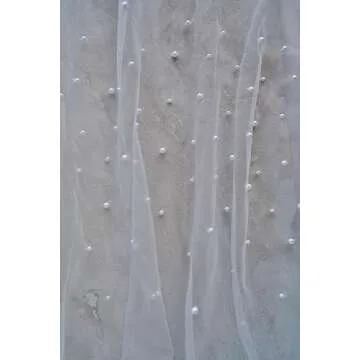 Passat Pearls Ivory 1Tier Cathedral Wedding Veil - Pearl Bridal Veil For Brides