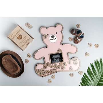 Baby Shower Guest Book Alternatives - We Can Bearly Wait Baby Shower Decorations For Girl- Teddy Bear Baby Shower Decorations - Centerpieces - Woodland Baby Shower Ultrasound Picture Frame (Pink)