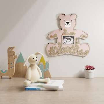 Baby Shower Guest Book Alternatives - We Can Bearly Wait Baby Shower Decorations For Girl- Teddy Bear Baby Shower Decorations - Centerpieces - Woodland Baby Shower Ultrasound Picture Frame (Pink)