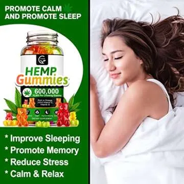 (3 Pack) High Potency Hemp Gummies 600,000 Extra Strength - Stress, Sleep, Mood, Calming, Focus, Relaxation Supplements, 100% Natural Hemp Oil Extract Infused Gummies, Vegan, Non-GMO, Gluten-Free