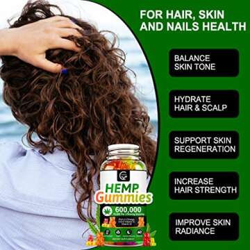 (3 Pack) High Potency Hemp Gummies 600,000 Extra Strength - Stress, Sleep, Mood, Calming, Focus, Relaxation Supplements, 100% Natural Hemp Oil Extract Infused Gummies, Vegan, Non-GMO, Gluten-Free