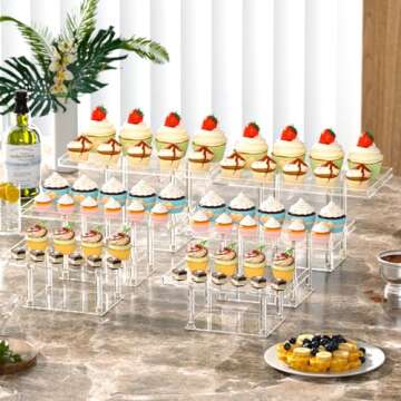 NIUBEE 3PCS Dessert Table Display Set, Acrylic Clear Dessert Display Stands for Cupcakes Cookie Past...