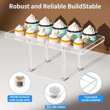 NIUBEE 3PCS Clear Dessert Display Set for Parties
