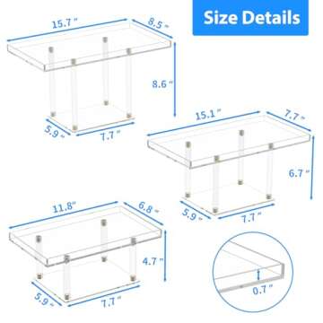 NIUBEE 3PCS Dessert Table Display Set, Acrylic Clear Dessert Display Stands for Cupcakes Cookie Pastry Food, Tier Serving Trays Holder for Parties Birthday Cady Bar Weddings Decor