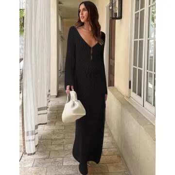 Leoparts Crochet Swimsuit Cover Up for Women Sexy V Neck Hollow Out Backless Maxi Dress Beach Bikini Coverup Dresses