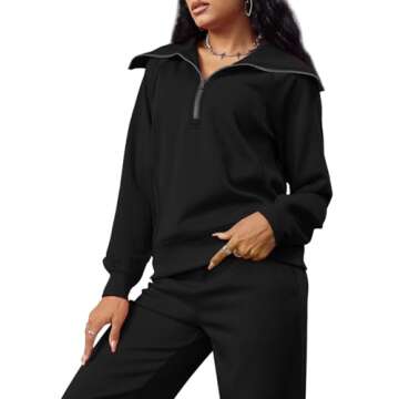 XIEERDUO Womens Loungewear Set Travel Outfits Oversized Sweatshirt Sweatpant Black XXL