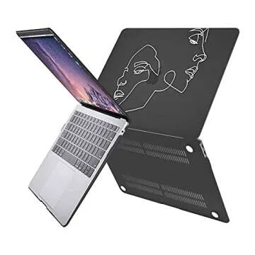 MOSISO Compatible with MacBook Air 13 inch Case 2022 2021 2020 2019 2018 Release A2337 M1 A2179 A1932 Retina Display Touch ID, Plastic Face Sketch Hard Shell & Keyboard Cover & Screen Protector, Black