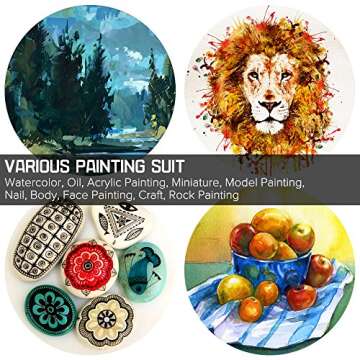 16 pcs Children Tempera Paint Brush Set with 4 Paint Tray Palettes, FineGood Round & Flat Pointed Hog Bristle Paintbrush for Kids Students Beginners Artist