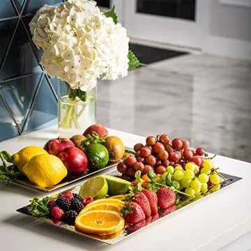 Colleta Home Silver Hammered Serving Trays for Elegant Dining