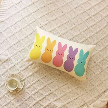 Easter Bunny Peeps Pillow Cover for Spring Decor 12x20