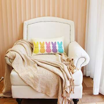 Easter Bunny Peeps Pillow Cover for Spring Decor 12x20