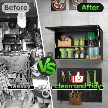 Metal Garage Wall Cabinet with Up-Flip Door, Wall Mounted with Lock, 20'' Floating Hanging Tool Cabinet, Floating Wall Cabinet with Doors and Shelves