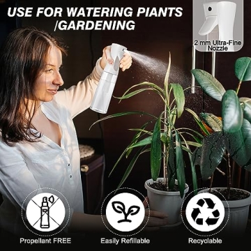 IMPORX Continuous Fine Mist Spray Bottle 2 Pack for Hair & Plants